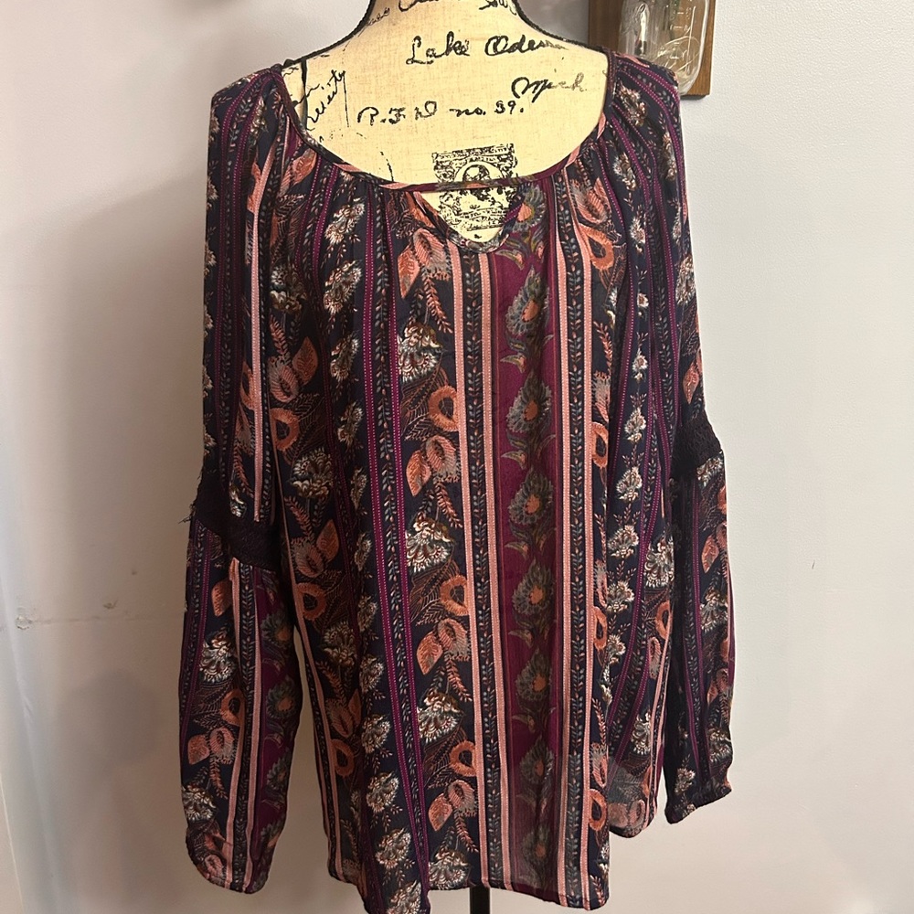 Ruff Hewn Boho Blouse Floral Print